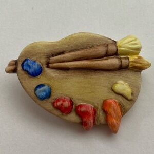 VTG Goebel Artist Palette Brooch with Multicolor Accents